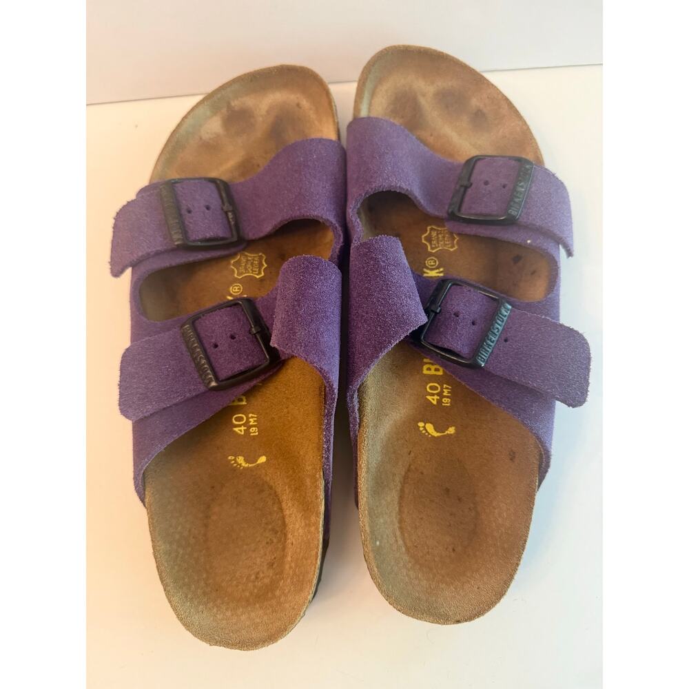 Birkenstock Arizona Sandals Women’s Size 9 EU 40 Suede Amethyst Purple Slide On - Picture 3 of 5